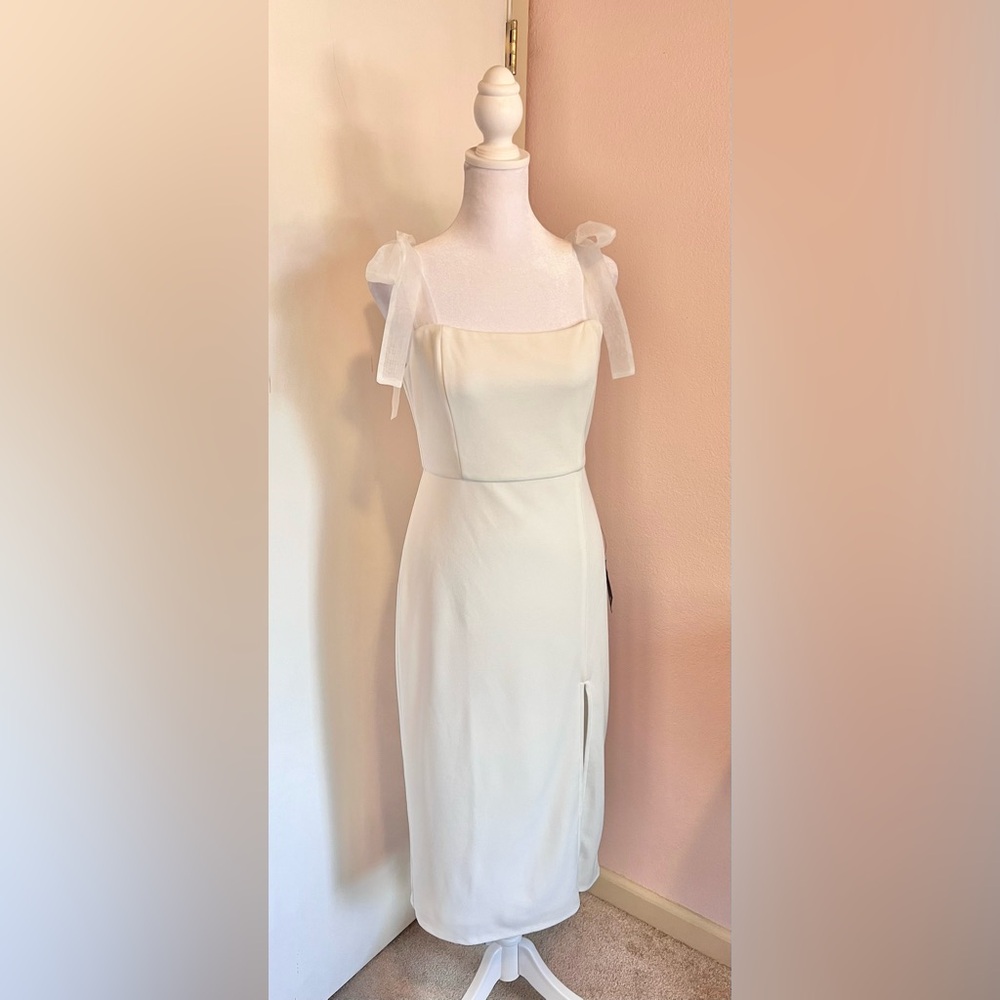 Lulus Romantic Celebration White Tie-Strap Bodycon Midi Dress - Picture 8 of 15